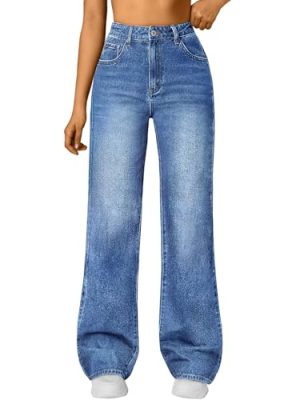 41QkiyubdeL.jpg Jeans for Women Wide Straight Leg High Waisted Stretchy Baggy Jeans Fashion Loose Denim Pants Fall 2025
