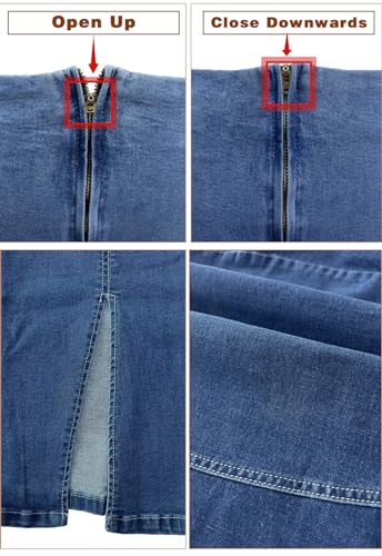 41QpoOhcgVL.jpg Women’s Denim Pencil Skirt High Waisted Knee Length Side Split Hem Stretch Jean Skirts for Women