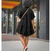 41RX96DdBGL.jpg Womens Denim Babydoll Dresses Summer Outfits Button Down Ruffle Tiered Jean Dress