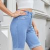 Women's Jean Shorts High Waisted Stretchy Bermuda Folded Hem Denim Summer Shorts