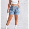 41S04ILSuJL.jpg Women's Plus Size Drawstring Elastic Waist Denim Shorts Straight Leg Casual Summer Short Jeans