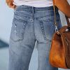 41SLFtoA7hL.jpg Women's Ripped Mid-Rise Denim Bermuda Shorts Frayed Raw Hem Stretch Jean Shorts