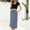 41SZr1mh-L.jpg Women's Midi Cargo Skirt High Waist Drawstring Summer Slit Dressy Casual Skirts with Pockets