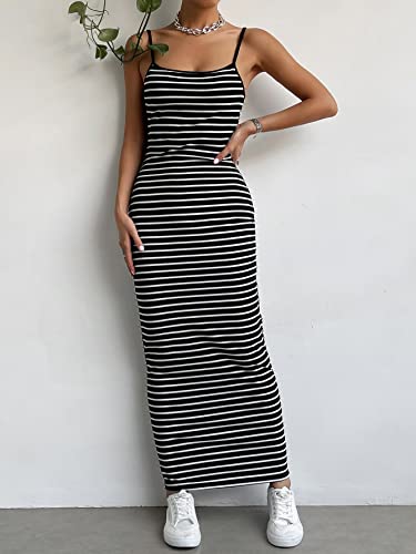 41SqoD213TL.jpg women's dress Striped Print Cami Bodycon Dress without Denim Jacket dress IPADSA