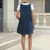 41TDRIbr2aL.jpg Denim Overall Dress for Women Casual Mini Sleeveless Jean Vintage Jumper Skirt Dress with Pockets