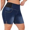 41TXUr1MiYL.jpg Women's Plus Size Casual Jean Shorts High Waisted Stretchy Denim Bottoms Jorts Baagy with Pockets