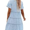 41W-yMLJ6VL.jpg Denim Dress for Women Babydoll Tiered Short Sleeve Button Down Jean Shirt Dresses