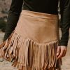 41WoTqirb3L.jpg Women Fringe Skirts Western Cowgirl Terra Cotta High Waist Mini Skirt Suede Tassel Short Counrty Concert