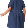 Denim Dress for Women Plus Size Button Down Babydoll Sundress Jean Dress with Pockets 2025 Vacation
