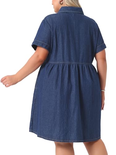 Denim Dress for Women Plus Size Button Down Babydoll Sundress Jean Dress with Pockets 2025 Vacation