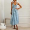 41XsT73DtIL.jpg Women's Summer Casual Button Down Denim Dress Sleeveless Slim Fit Midi A-Line Jean Dress