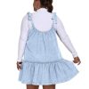 41YNEapX0DL.jpg Women Denim Cami Dress Tie Shoulder Ruffle Hem Short Dresses Babydoll Wash Jean Sundress with Pocket