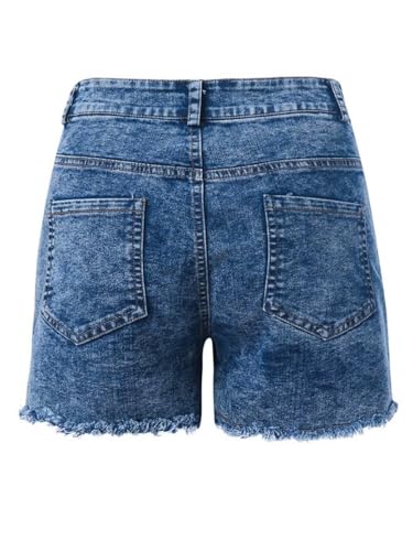 Stretchy Jean Shorts Womens High Waisted Frayed Raw Hem Distressed Denim Shorts Cut Off Shorts Casual