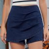 41ZuqaSjWEL.jpg Jean Skorts for Woman High Waisted Pull On Trendy Casual Stretch Denim Skirt with Shorts Asymmetrical Wrap Skort
