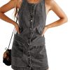 41aMgNmWx5L.jpg Womens Casual Sleeveless Denim Overalls Dresses Button Down Summer Jean Mini Dress 2025 Trendy Romper With Pockets