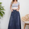 41bHYjm8jYL.jpg Women's Retro Distressed High Waist Frayed Hem A Line Wash Maxi Long Denim Skirt with Pockets