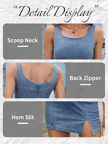 41beRt6x3NL.jpg Slim Fit Denim Mini Dress for Women 2025 – Sexy Sleeveless Summer Dress with Hem Slit