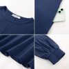 41bxgfiXzoL.jpg Women's 2025 Casual Long Lace Sleeve Dresses, Summer Flowy Crewneck A Line Plain Midi Dress with Pockets