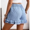 41c57M9l0JL.jpg Women's Button Front Ruffle Tiered Denim Shorts High Waist Loose Jean Shorts with Pockets