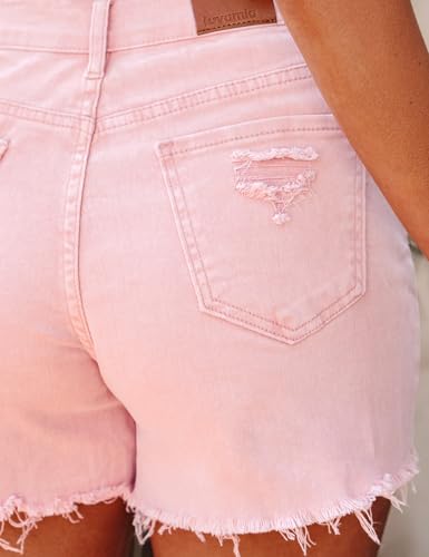 41cBjoCgOyL.jpg Jean Shorts for Women High Waisted Stretchy Distressed Denim Shorts Ripped Frayed Raw Hem Summer Casual Shorts