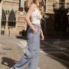 41cCHP3vgcL.jpg Petite Women's Cargo Pants Baggy Y2K Jeans High Waisted Casual Stretchy Wide Leg Streetwear with 6 Pockets for Women