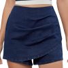 41cpuoigbuL.jpg Jean Skorts for Woman High Waisted Pull On Trendy Casual Stretch Denim Skirt with Shorts Asymmetrical Wrap Skort