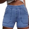 41d4tDZku0L.jpg Womens Jean Shorts High Waisted Summer Cotton Stretchy Casual Pull On Beach Elastic Waist Denim Shorts with Pockets
