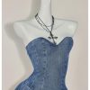 41dMc9DYPGL.jpg Women's Layered Ruffle Strapless Mini Denim Dress Sleeveless A Line Tube Dresses