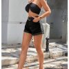 Women's Casual Roll Up Hem Jean Shorts Straight Leg High Waist Zipper Denim Shorts