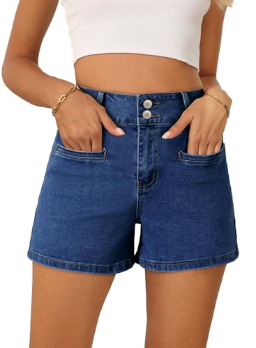 41dnvZy5uAL.jpg Womens Jean Shorts Casual High Waisted Stretchy Summer Denim Shorts with Pockets