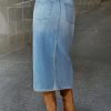 41e4LLhu58L.jpg Straight High Rise Vintage Zipped up Wash Split Thigh Midi Denim Skirt Without Belt