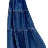 41ehe0PeFuL.jpg Women's Spring High Elastic Waist Tiered Denim Skirt Summer A-Line Maxi Long Jean Skirt
