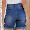 Jean Shorts for Women High Waisted Trendy Causal Summer Fold Hem Stretchy Long Denim Shorts 7 Inch Inseam
