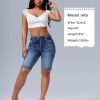 41elRaZF-ML.jpg Womens Mid Rise Roll Cuff Bermuda Stretch Denim Jean Shorts