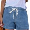 41fENwzpBxL.jpg Womens Stretchy Denim Shorts 2025 Summer Casual Drawstring Elastic Waist Jean Shorts with Pockets