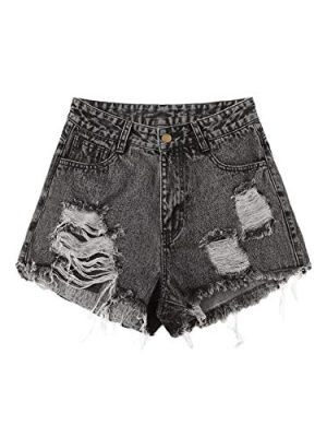 41gFnTtCu1L.jpg Women's High Waisted Raw Hem Distressed Ripped Casual Denim Shorts