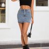 41h90gYgLYL.jpg Women's Low Rise Stretchy Denim Skirts Sexy Comfy Mini Jean Skirt for Summer Casual Streetwear