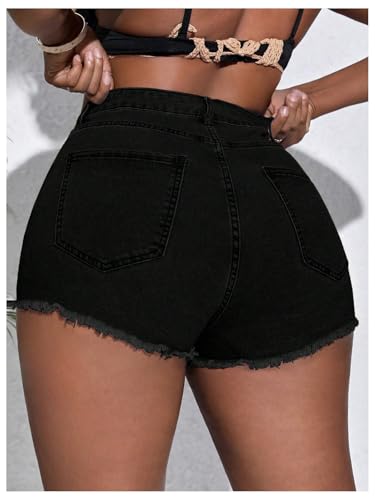 41hN6SkVJL.jpg Women's Plus Size Ripped Denim Shorts Casual Summer High Waisted Skinny Jean Shorts