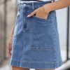 Women's Jean Skirt High Waisted Stretch Casual Summer Zimbaplatinum Denim Skirt with Pockets