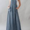 41iSYgAv7lL.jpg Women's 2025 Summer Spaghetti Strap Maxi Long Denim Dress Swing Flowy Jean Jumper Overall Dress