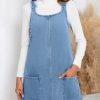 41idHSuvIL.jpg Women's Sleeveless Casual Denim Dress Crewneck Vintage Loose Jean Overall Dress with Pockets