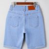 Women's Jean Shorts High Waisted Stretchy Bermuda Folded Hem Denim Summer Shorts