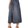 41ivf3Ut27L.jpg Women's High Waisted Jean Skirt Casual Split Denim Midi Skirt with Pockets