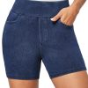 Stretchy Jean Shorts for Women High Waisted Pull On Jorts with Pockets Denim Shorts Women Summer Casual Shorts 2025