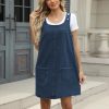 41jxHRrWGEL.jpg Denim Overall Dress for Women Casual Mini Sleeveless Jean Vintage Jumper Skirt Dress with Pockets