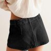41k3TlocoIL.jpg Denim Mini Skirt for Women Low Waisted Jean Micro Skort with Shorts Stretch Casual Jean Skirt
