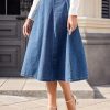 41kEs2ahOLL.jpg SDEER Women's Denim A Line Skirt Casual Stretch High Waist Flared Midi Jean Skirts