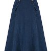 41kXBNaNQIL.jpg Women's Denim Skirts Vintage Elastic High Waist A-Line Long Maxi Jean Skirts with Pockets