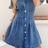41kbZigWHlL.jpg Denim Dress for Women Puff Sleeve Mini Jean Dresses for Women 2025 Summer Casual Denim Dress