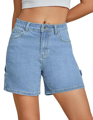 41koF0MPYCL.jpg Jean Shorts for Women High Waisted Trendy Casual Utility Stretchy Denim Jorts Cutoff Long Shorts with Pockets